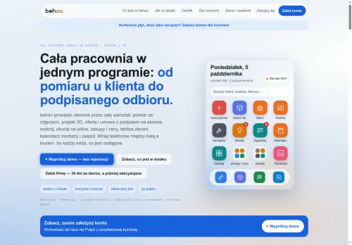 Behoo program dla pracowni meblarskich