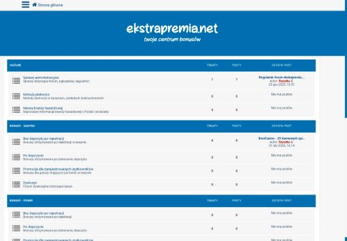 Ekstrapremia.net Najlepsze bonusy bez depozytu
