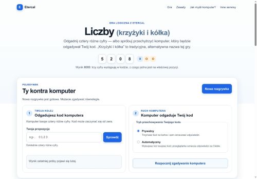 Liczby. Gra logiczna z odgadywaniem liczb.