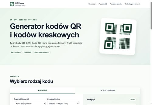Generator kodów QR, EAN, ITF, UPC i innych
