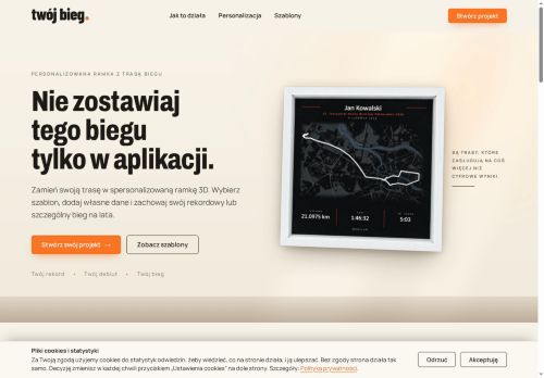 Prezent dla biegacza. Ramka z trasą biegu 3D